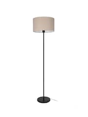 Eglo Black Feniglia Natural Linen Drum Shaped Floor Lamp - Image 4 of 5