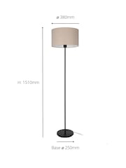 Eglo Black Feniglia Natural Linen Drum Shaped Floor Lamp - Image 5 of 5