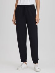 Reiss Navy Cody Cotton Blend Drawstring Joggers - Image 1 of 5