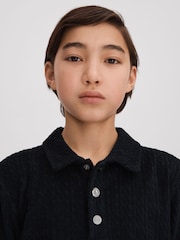 Reiss Navy Iggy Towelling Polo Shirt - Image 1 of 4