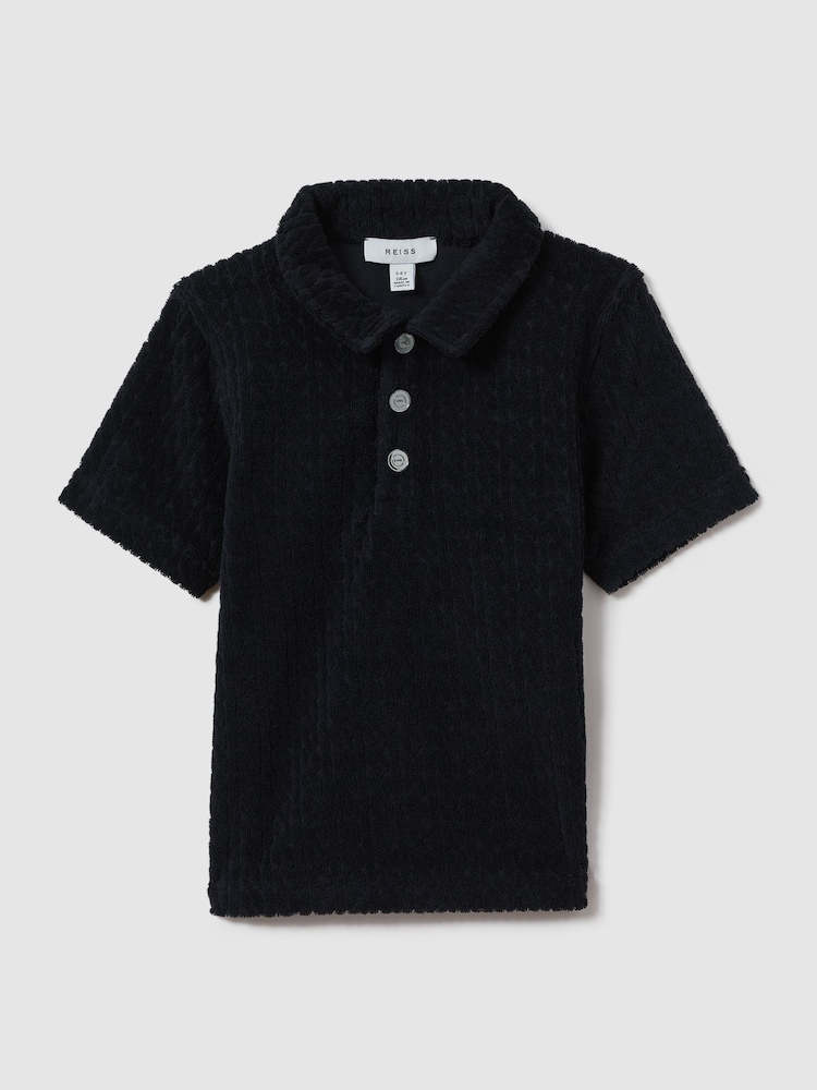 Reiss Navy Iggy Towelling Polo Shirt - Image 2 of 4