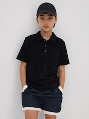 Reiss Navy Iggy Towelling Polo Shirt - Image 3 of 4