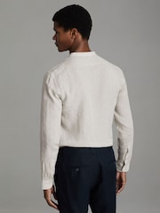Reiss Stone Ocean Linen Grandad Collar Shirt - Image 5 of 6
