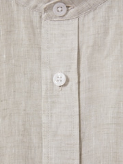 Reiss Stone Ocean Linen Grandad Collar Shirt - Image 6 of 6