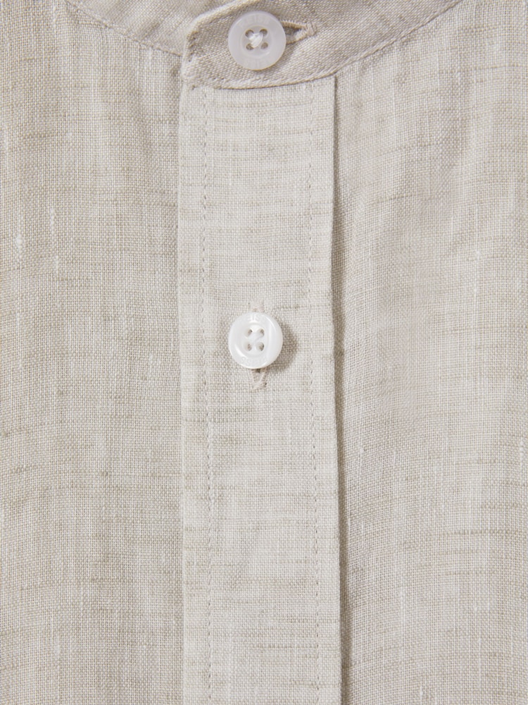 Reiss Stone Ocean Linen Grandad Collar Shirt - Image 6 of 6