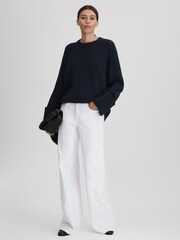 Reiss Navy Laura Wool-Cashmere Casual Fit Jumper - Image 1 of 5