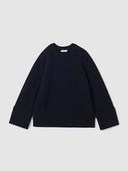 Reiss Navy Laura Wool-Cashmere Casual Fit Jumper - Image 2 of 5