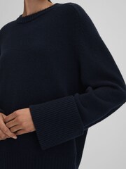 Reiss Navy Laura Wool-Cashmere Casual Fit Jumper - Image 3 of 5