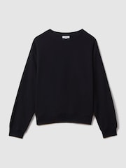 Reiss Navy Cody Cotton Blend Crew Neck Sweatshirt - Image 2 of 5