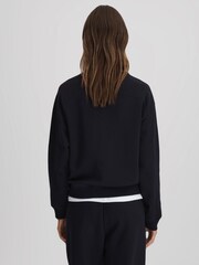 Reiss Navy Cody Cotton Blend Crew Neck Sweatshirt - Image 5 of 5