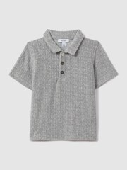 Reiss Soft Grey Iggy Senior Towelling Polo Shirt - Image 2 of 4