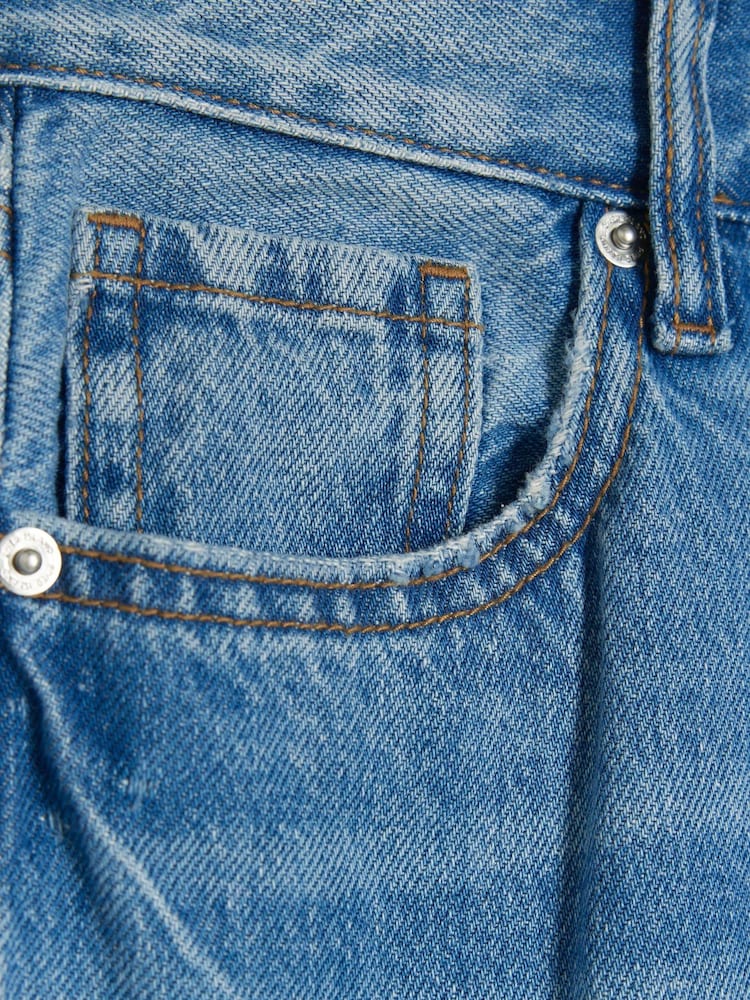 River Island Blue Petite High Waisted Relaxed Straight 100% Cotton Jeans - Image 4 of 4 River Island Blue Petite High Waisted Relaxed Straight 100% Cotton Jeans - Image 4 of 4