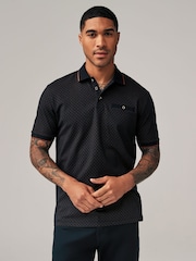 Black/Gold Short Sleeve Print Polo Shirt - Image 2 of 8