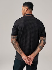 Black/Gold Short Sleeve Print Polo Shirt - Image 3 of 8