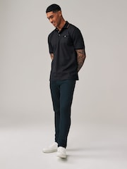 Black/Gold Short Sleeve Print Polo Shirt - Image 4 of 8