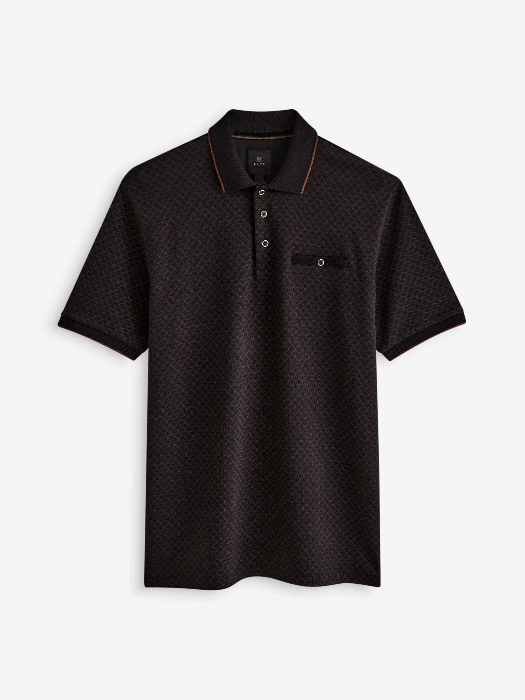 Buy Black/Gold Short Sleeve Print Polo Shirt from Next USA