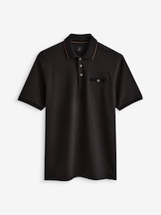 Black/Gold Short Sleeve Print Polo Shirt - Image 6 of 8
