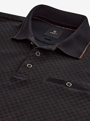 Black/Gold Short Sleeve Print Polo Shirt - Image 7 of 8