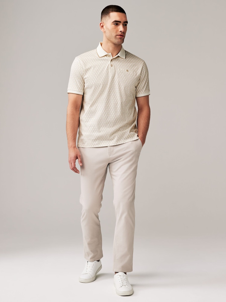 Blanc et doré - Manches courtes Imprimé Polos - Image 3 of 7