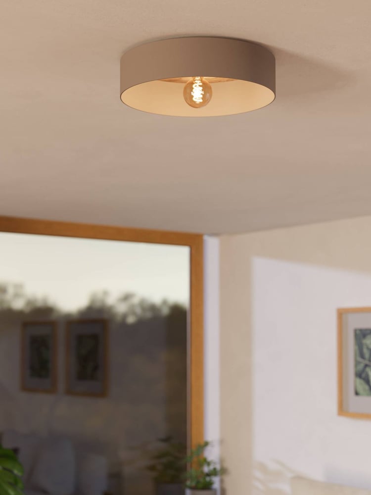 Eglo Natural Duaia Metal Flush Ceiling Light with Interchangeable Element - Image 1 of 5