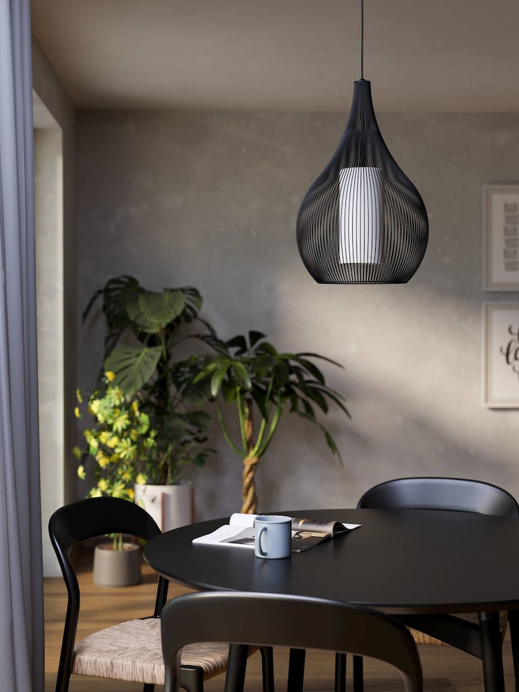 Eglo Black Razoni 1 Wire Teardrop Single Pendant Ceiling Light - Image 2 of 5