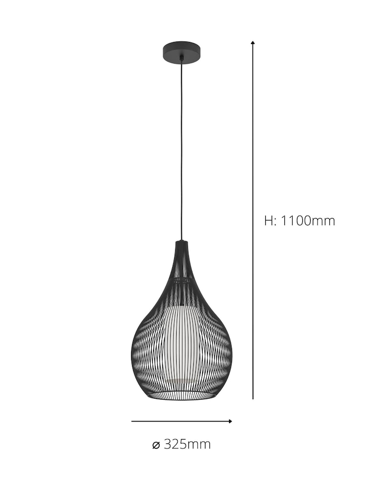 Eglo Black Razoni 1 Wire Teardrop Single Pendant Ceiling Light - Image 5 of 5