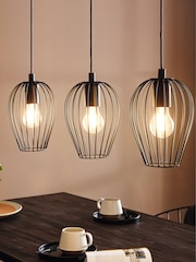 Eglo Black Newtown Vintage 3 Light Pendant Ceiling Light - Image 1 of 5