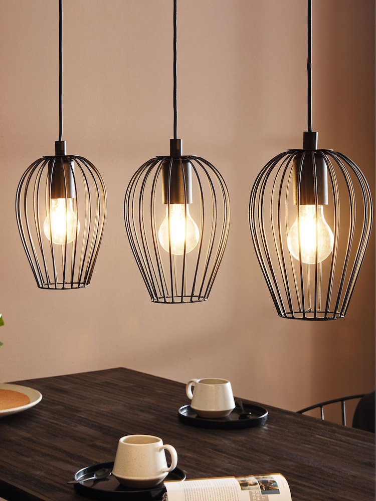 Eglo Black Newtown Vintage 3 Light Pendant Ceiling Light - Image 1 of 5