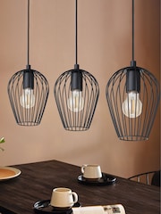 Eglo Black Newtown Vintage 3 Light Pendant Ceiling Light - Image 2 of 5