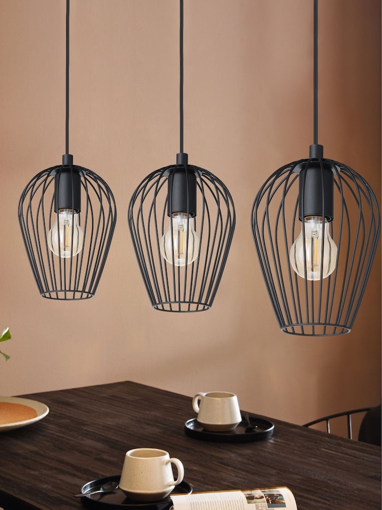 Eglo Black Newtown Vintage 3 Light Pendant Ceiling Light - Image 2 of 5
