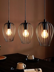 Eglo Black Newtown Vintage 3 Light Pendant Ceiling Light - Image 3 of 5