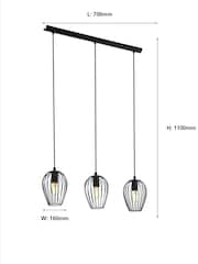 Eglo Black Newtown Vintage 3 Light Pendant Ceiling Light - Image 5 of 5