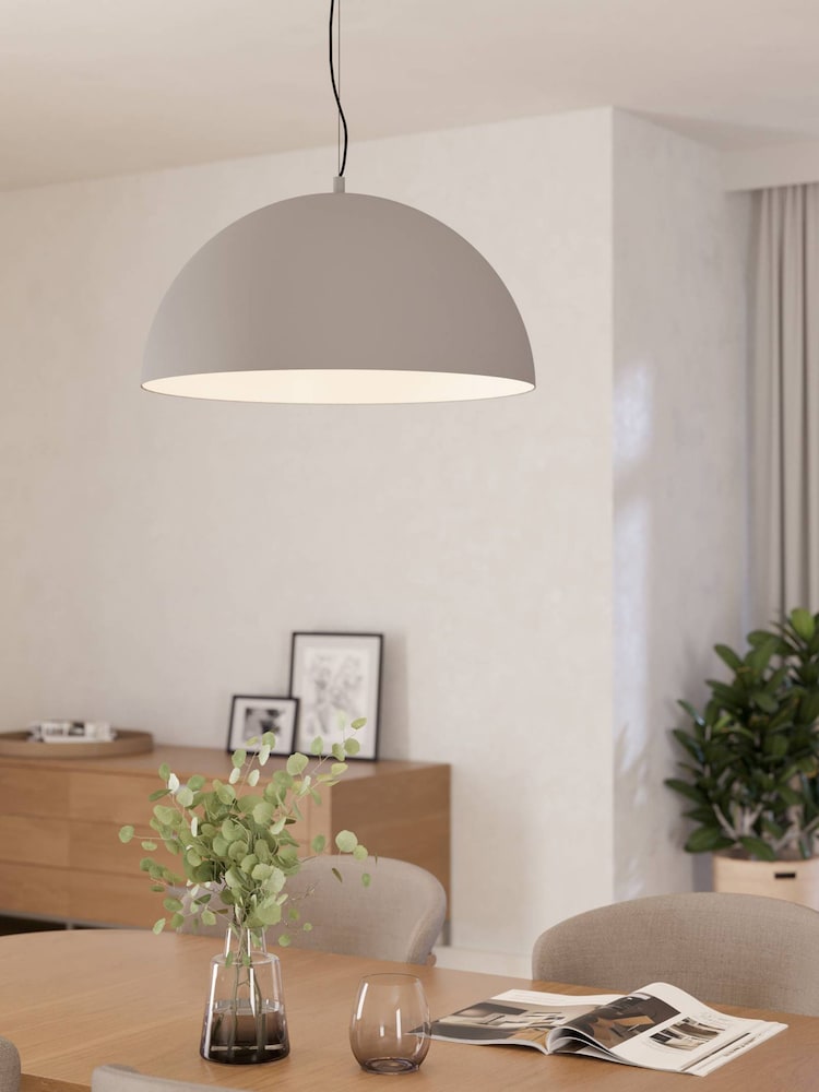 Eglo Black Gaetano 1 Large Steel Dome Pendant Ceiling Light - Image 1 of 5