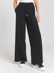 Simply Be Black Drawcord Wide Leg Trousers - Image 1 of 4