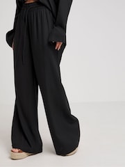 Simply Be Black Tie Waist Linen Wide Leg Trousers - Image 3 of 4