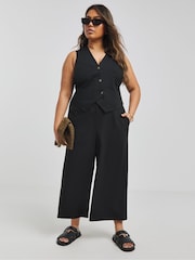 Simply Be Black Culotte Workwear Trousers - Image 1 of 4