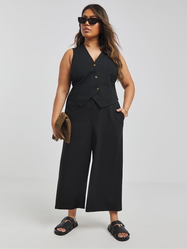 Simply Be Black Culotte Workwear Trousers - Image 1 of 4