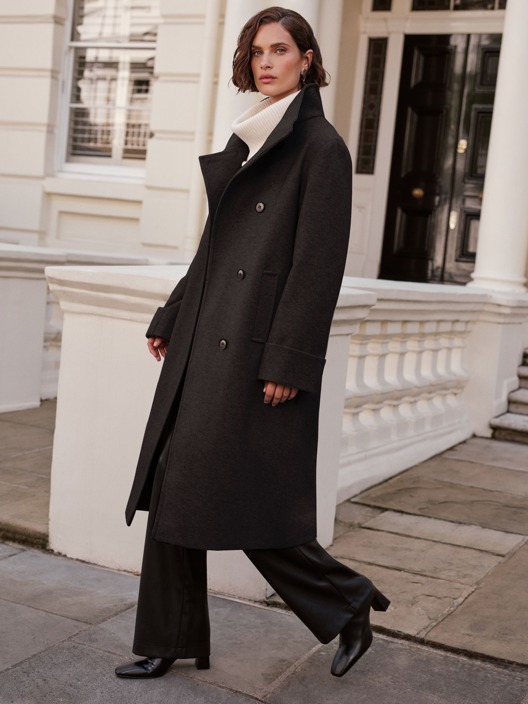 Buy Love Roses Black Funnel Neck Button Coat from the Next UK online shop