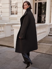 Love & Roses Black Funnel Neck Button Coat - Image 3 of 4