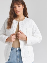 Simply Be White Heart Quilted Jacket - Image 1 of 4