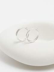 Simply Silver Silver Double Row Hoop Earrings - Image 3 of 3