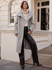 Love & Roses Grey Funnel Neck Button Coat - Image 4 of 4