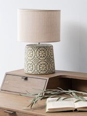 Libra Interiors Cream Vedder Concrete Lamp - Image 1 of 2
