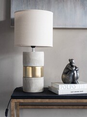 Libra Interiors Grey Concrete & Gold Table Lamp - Image 1 of 2