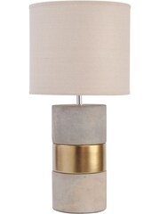 Libra Interiors Grey Concrete & Gold Table Lamp - Image 2 of 2