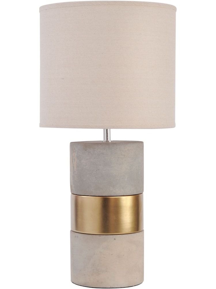 Libra Interiors Grey Concrete & Gold Table Lamp - Image 2 of 2