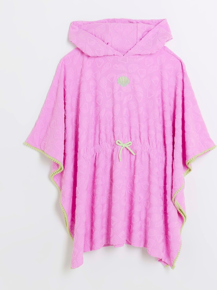 River Island Pink Shell Towelling Poncho - Image 1 of 3