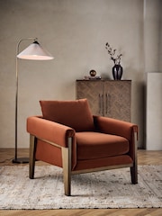 Soft Velvet Rust Brown Sawyer Wooden Accent Chair - Image 1 of 1
