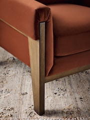 Soft Velvet Rust Brown Sawyer Wooden Accent Chair - Image 2 of 10