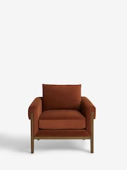 Soft Velvet Rust Brown Sawyer Wooden Accent Chair - Image 3 of 10